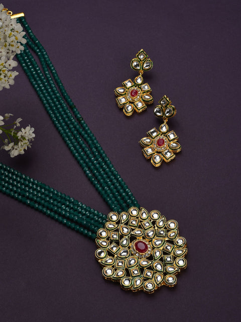 Gold Plated Stone Designer Necklace Set