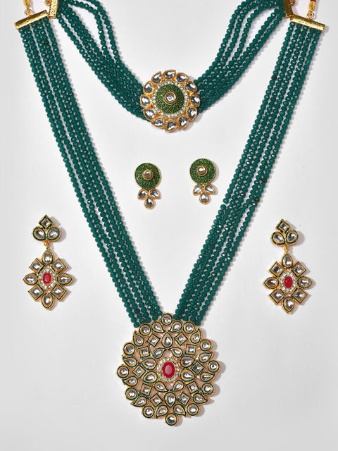 Gold Plated Stone Designer Necklace Set