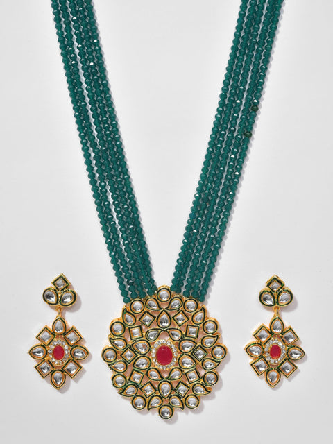 Gold Plated Stone Designer Necklace Set