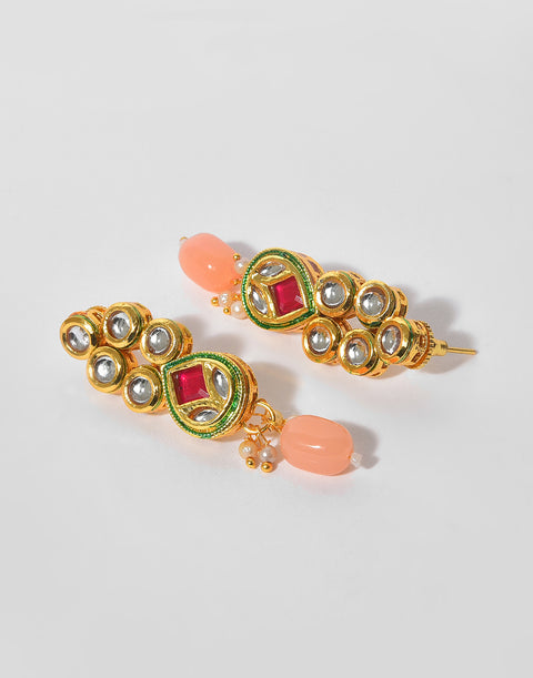 Kundan Beads Gold Plated Necklace Set