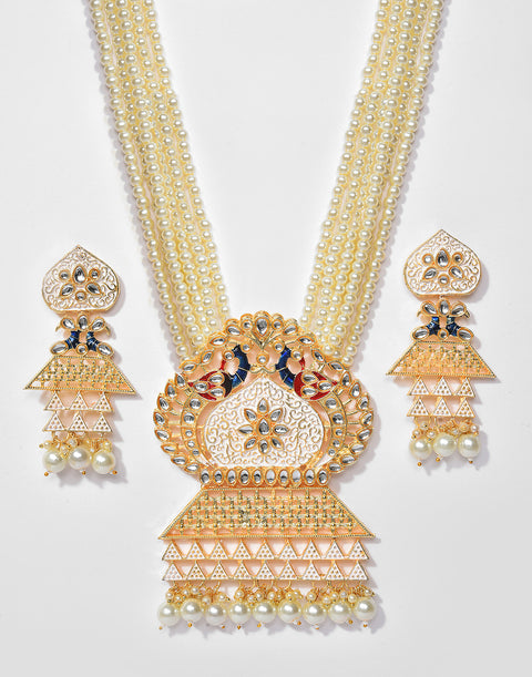 Beaded Meenakari Gold Plated Necklace Set