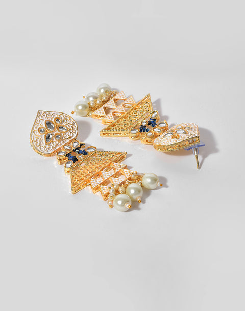 Beaded Meenakari Gold Plated Necklace Set