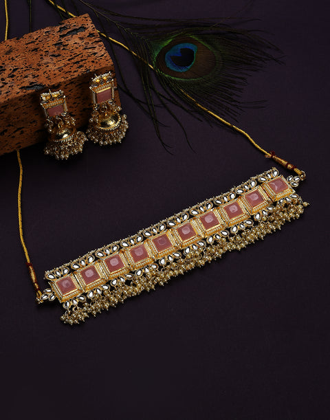 Kundan Pearl Gold Plated Necklace Set