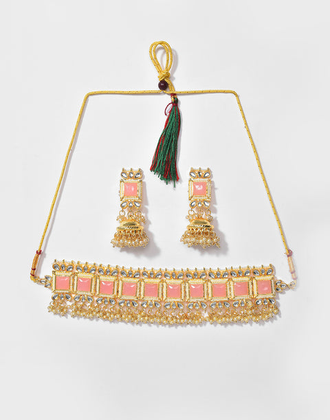 Kundan Pearl Gold Plated Necklace Set