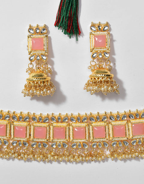 Kundan Pearl Gold Plated Necklace Set
