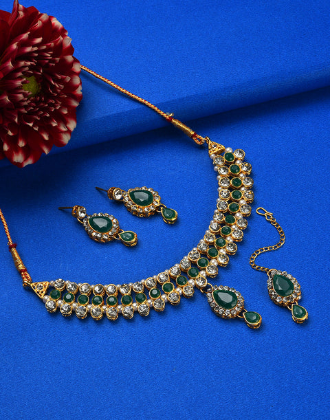 Gold Plated Designer Stone Necklace Set