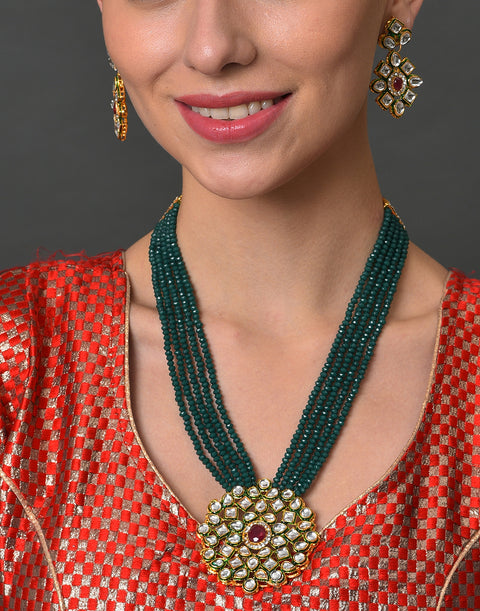 Gold Plated Designer Stone Necklace Set
