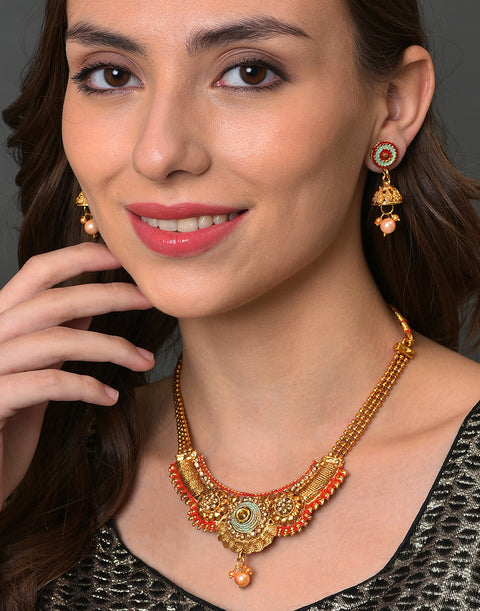 Meenakari Gold Plated Necklace Set
