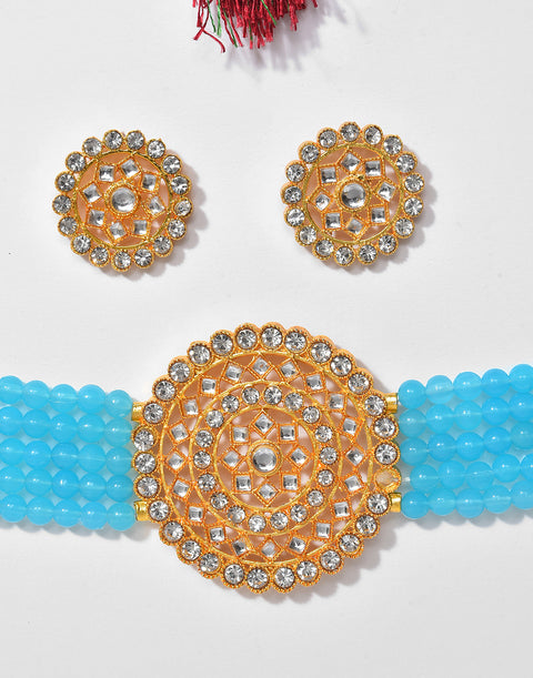 Gold Plated Designer Stone Necklace Set