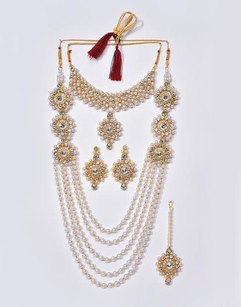 Pearl Beaded Gold Plated Necklace Set