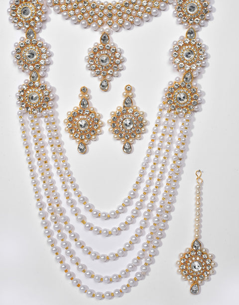 Pearl Beaded Gold Plated Necklace Set