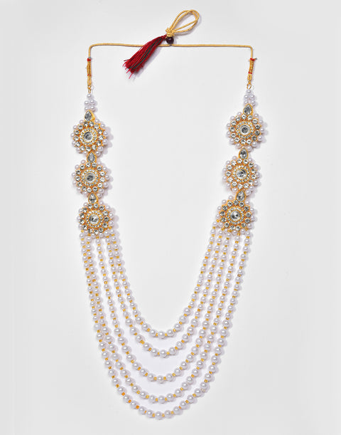 Pearl Beaded Gold Plated Necklace Set