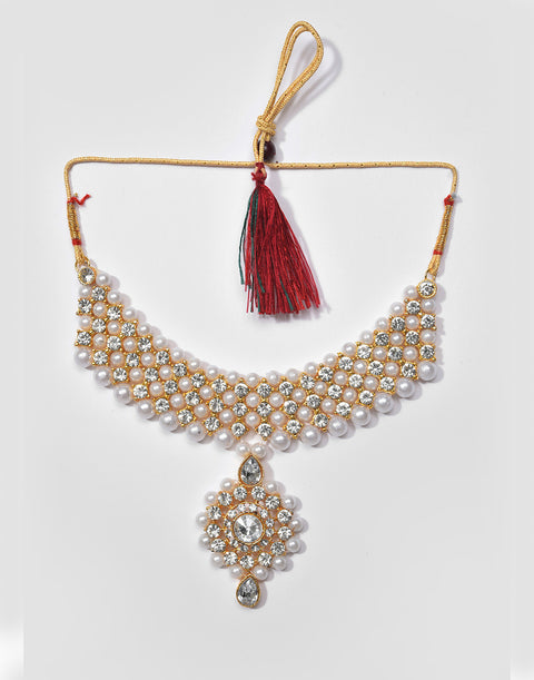 Pearl Beaded Gold Plated Necklace Set