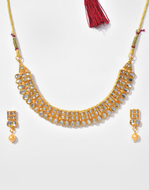 Gold Plated Designer Stone Necklace
