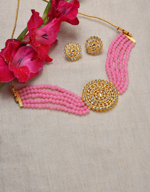 Gold Plated Designer Stone Necklace Set
