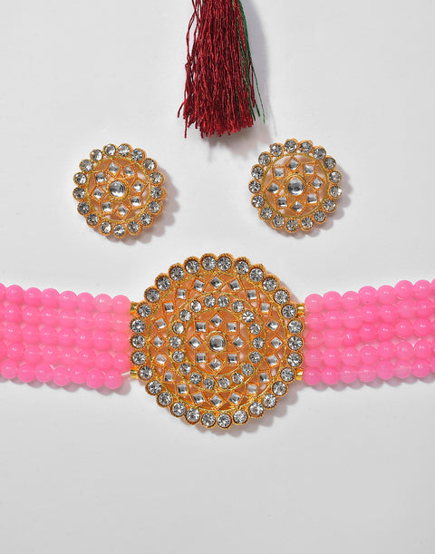 Gold Plated Designer Stone Necklace Set