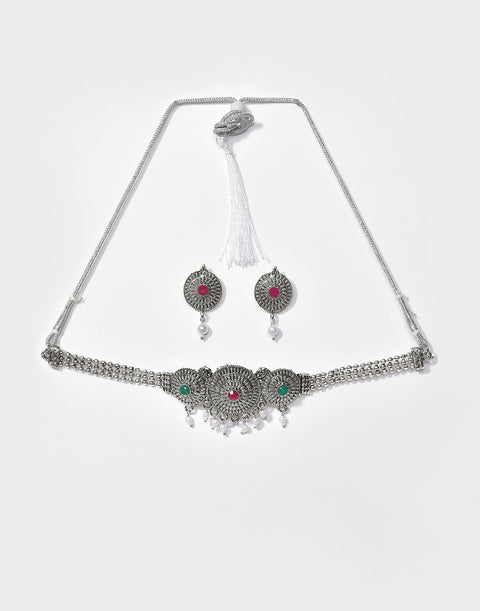Meenakari Silver Plated Necklace