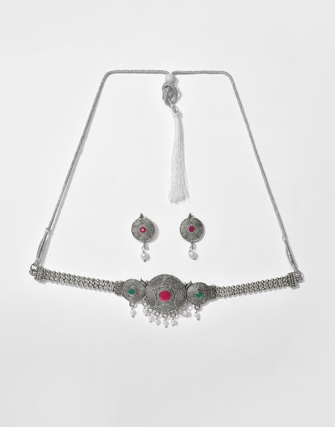 Meenakari Silver Plated Necklace