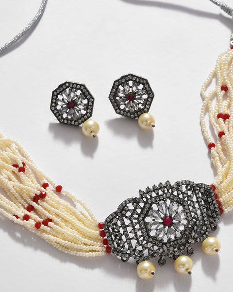 Gold-Plated Beaded Necklace Set