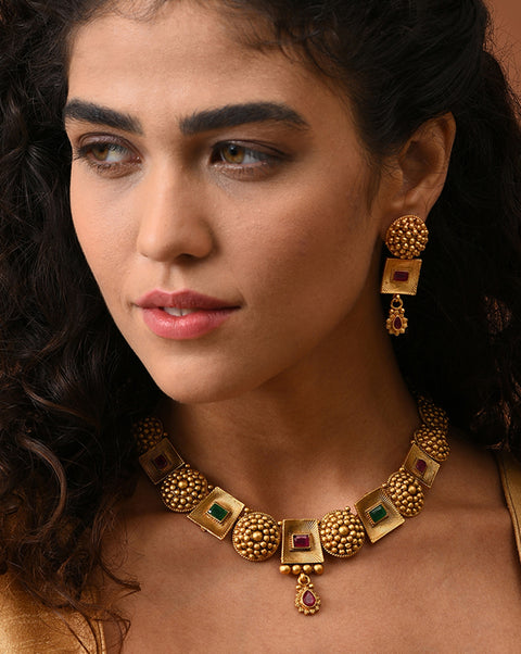 Gold-Plated Contemporary Jewellery Set