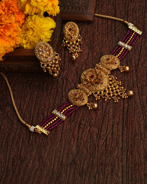 Gold-Plated Contemporary Jewellery Set