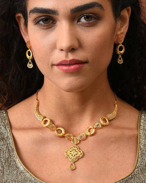 Gold-Plated Contemporary Jewellery Set