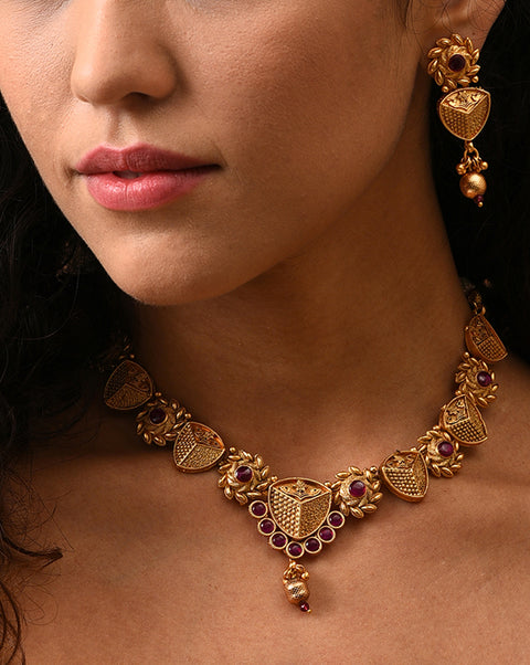Gold-Plated Contemporary Jewellery Set