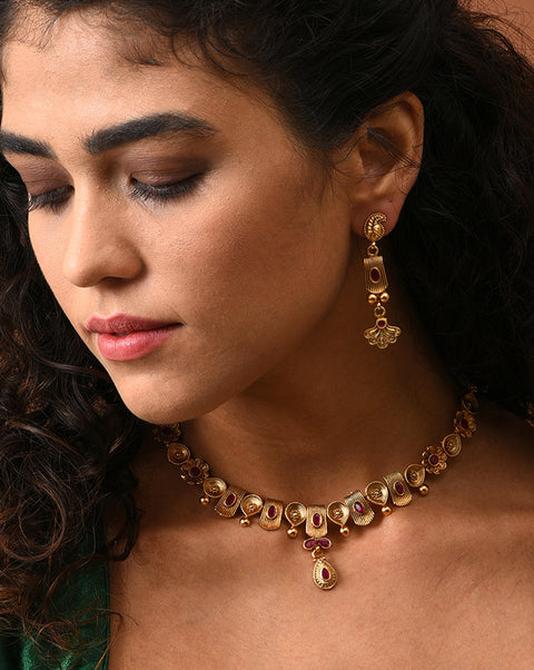 Gold-Plated Contemporary Jewellery Set