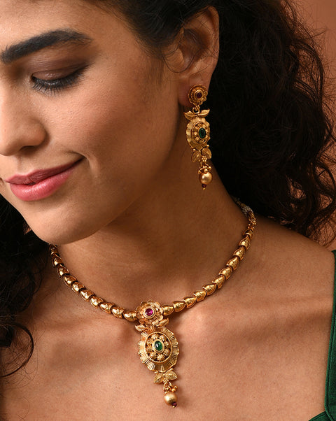 Gold-Plated Contemporary Jewellery Set