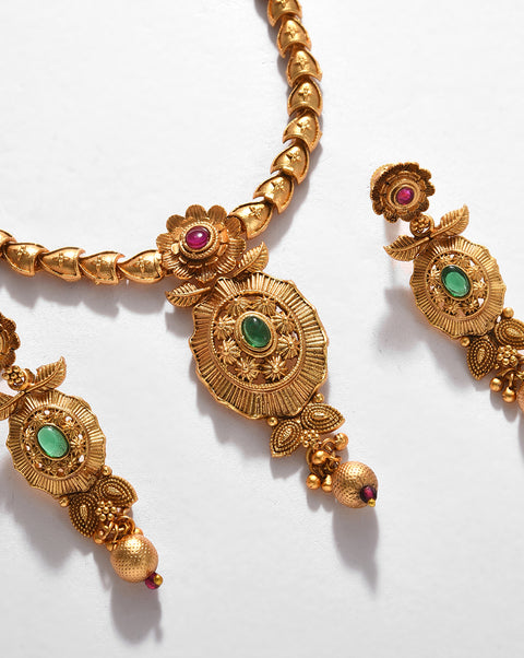 Gold-Plated Contemporary Jewellery Set