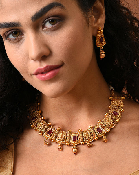 Gold-Plated Contemporary Jewellery Set