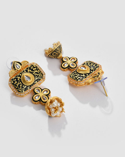 Gold Plated Pearls Beaded Necklace and Earrings Set