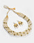 Gold Plated Pearls Beaded Necklace and Earrings Set