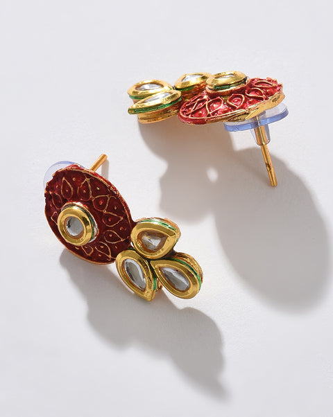 Red Pearl Choker With Earring Set