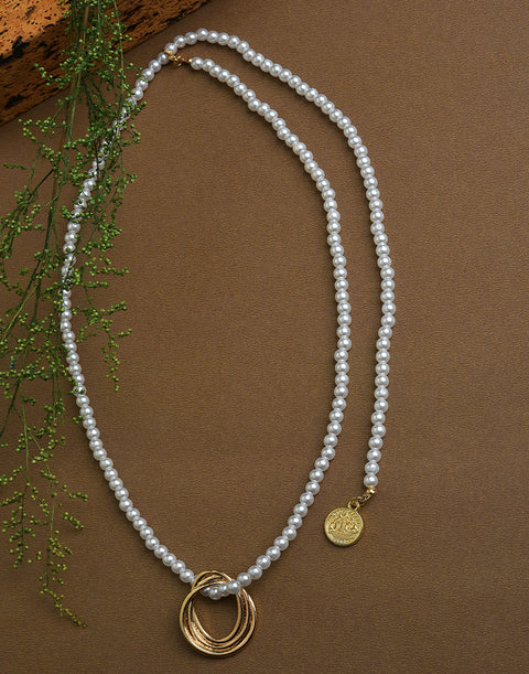 Gold Plated Pearl Beaded Necklace