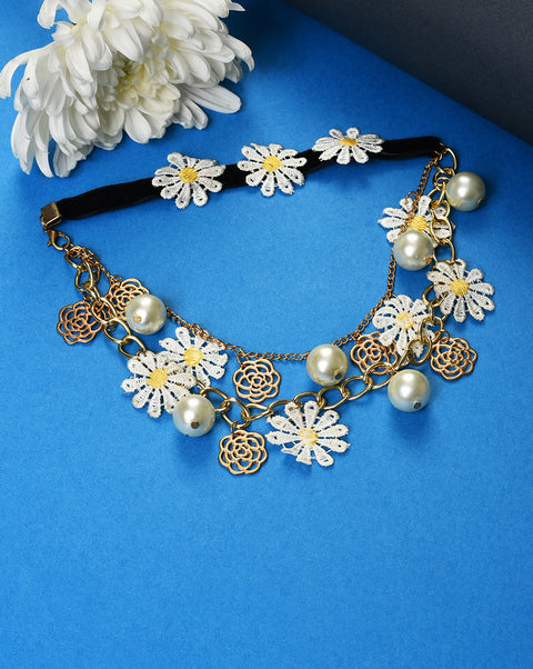 Gold Plated Pearl Choker Necklace