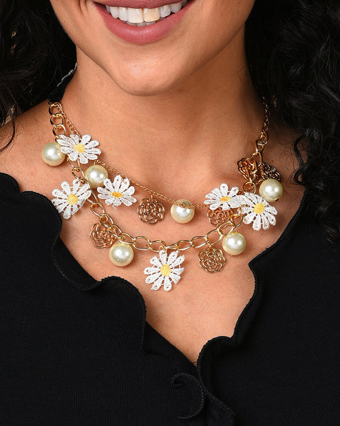 Gold Plated Pearl Choker Necklace