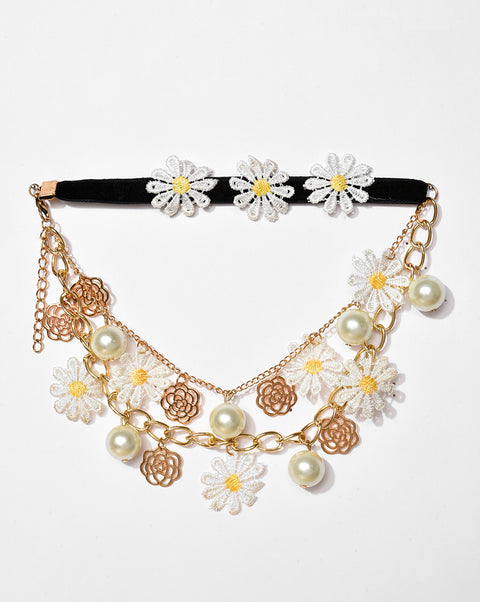 Gold Plated Pearl Choker Necklace