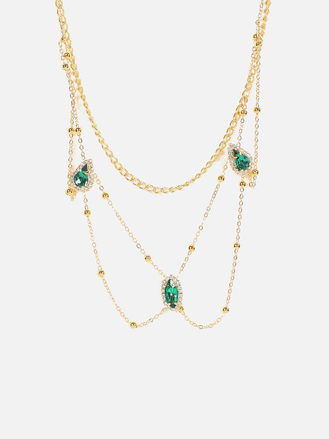 Gold Plated Designer Stone Necklace