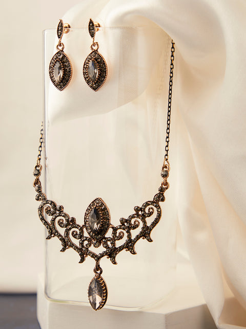 Silver Plated Designer Stone Necklace Set
