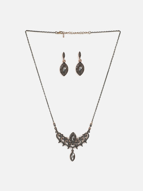 Silver Plated Designer Stone Necklace Set