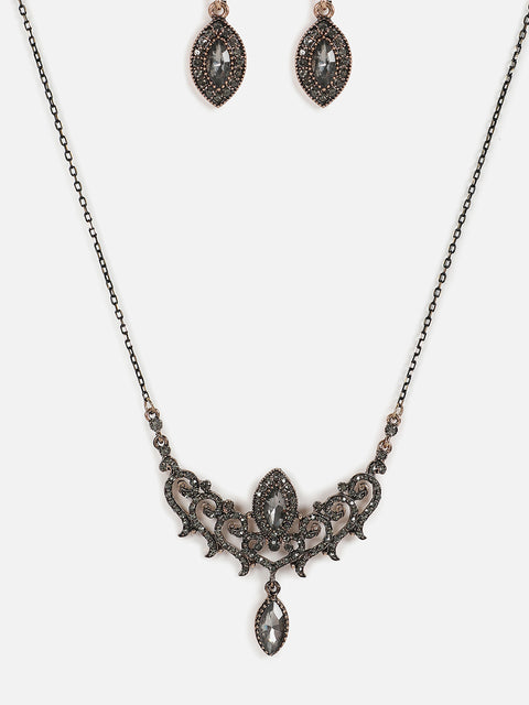 Silver Plated Designer Stone Necklace Set