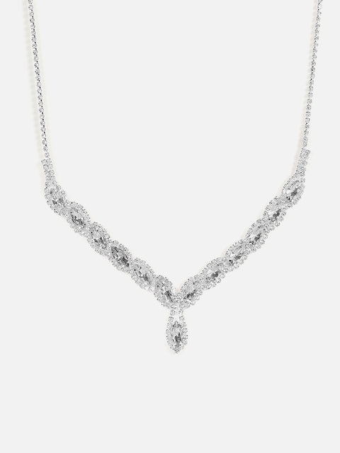 Silver Plated Designer Stone Necklace and Earring Set