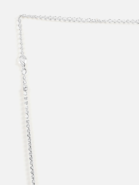Silver Plated Designer Stone Necklace and Earring Set