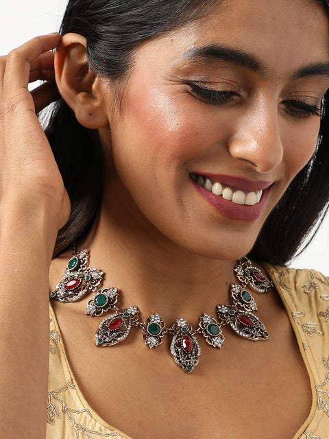 Gold Plated Designer Stone Necklace