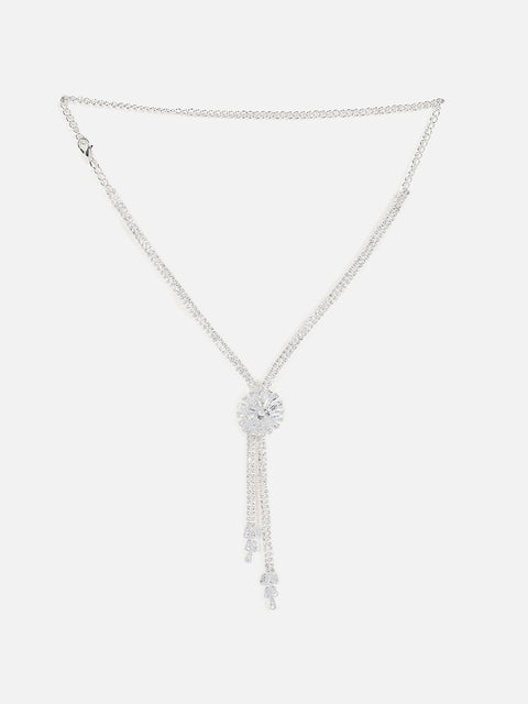 Silver Plated Designer Stone Necklace, Earrings, Bracelet and Ring Set