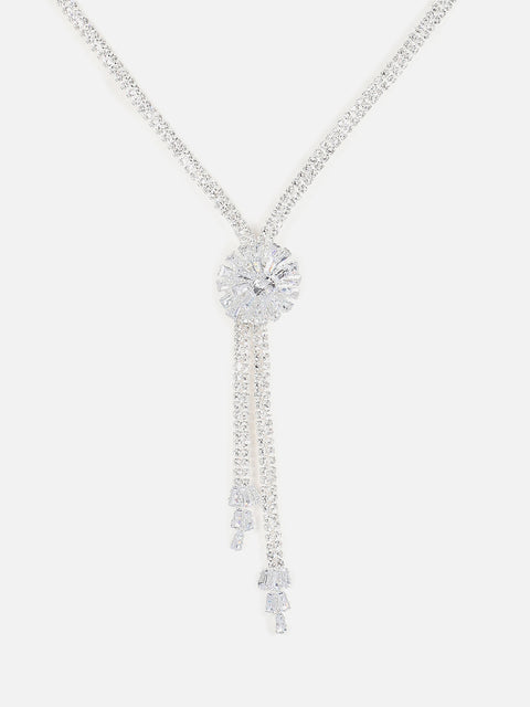 Silver Plated Designer Stone Necklace, Earrings, Bracelet and Ring Set