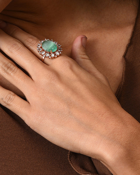 Gold-Plated Stone Ring