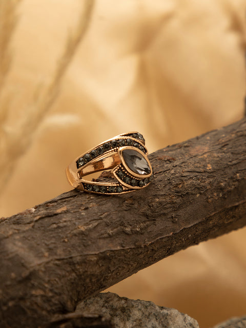GOLD PLATED DESIGNER STONE RING