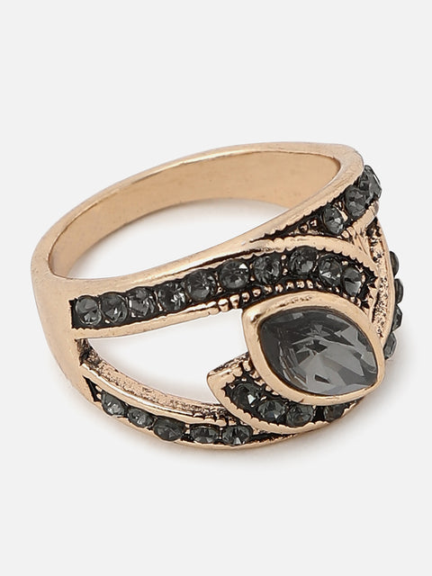 GOLD PLATED DESIGNER STONE RING
